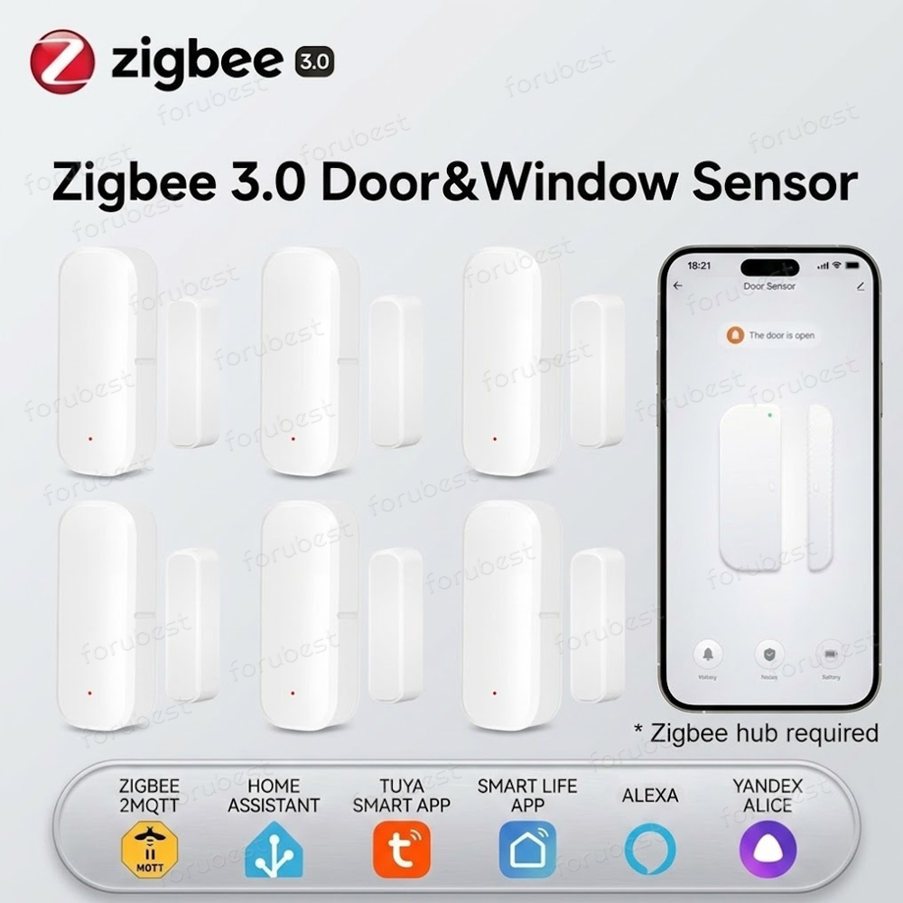 Smart Home Zentrale - Czujnik otwarcia drzwi/okien Zigbee 3.0, magnetyczny