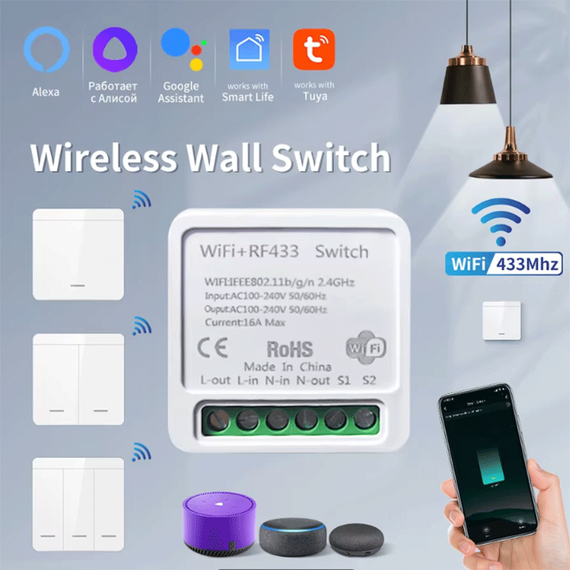 Smart Home Solution - Inteligentny włącznik światła WiFi Tuya, bezprzewodowy