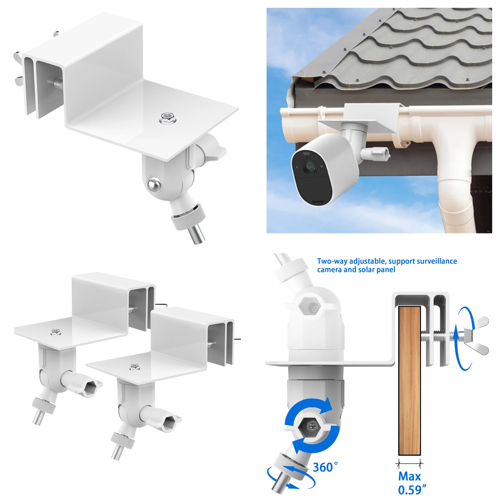 Video Doorbell - Odporny na warunki atmosferyczne uchwyt rynnowy