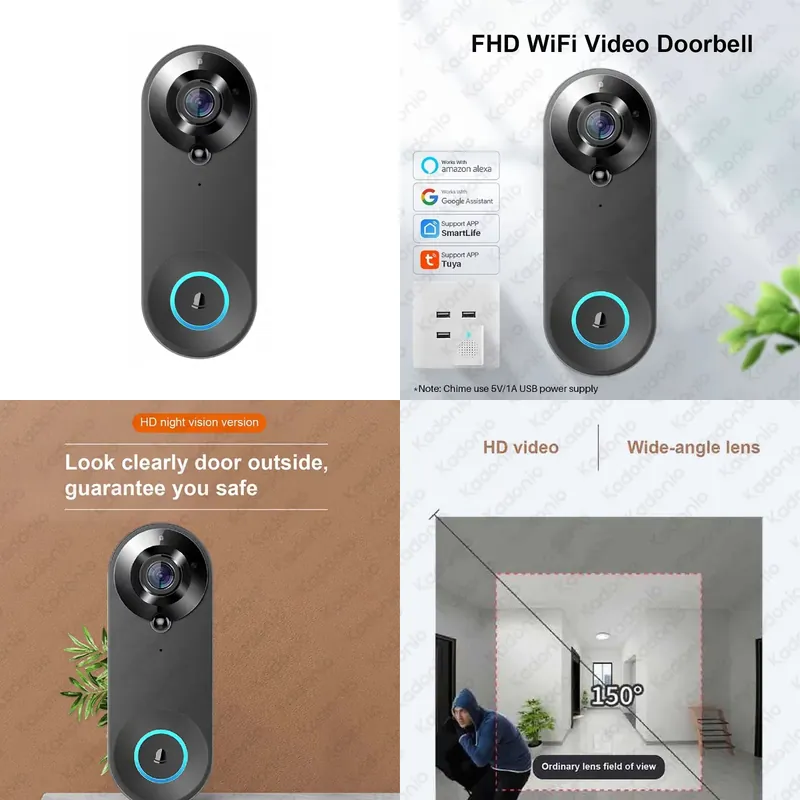 Video Doorbell - Kadonio 1080P WiFi Wideodomofon z detekcją