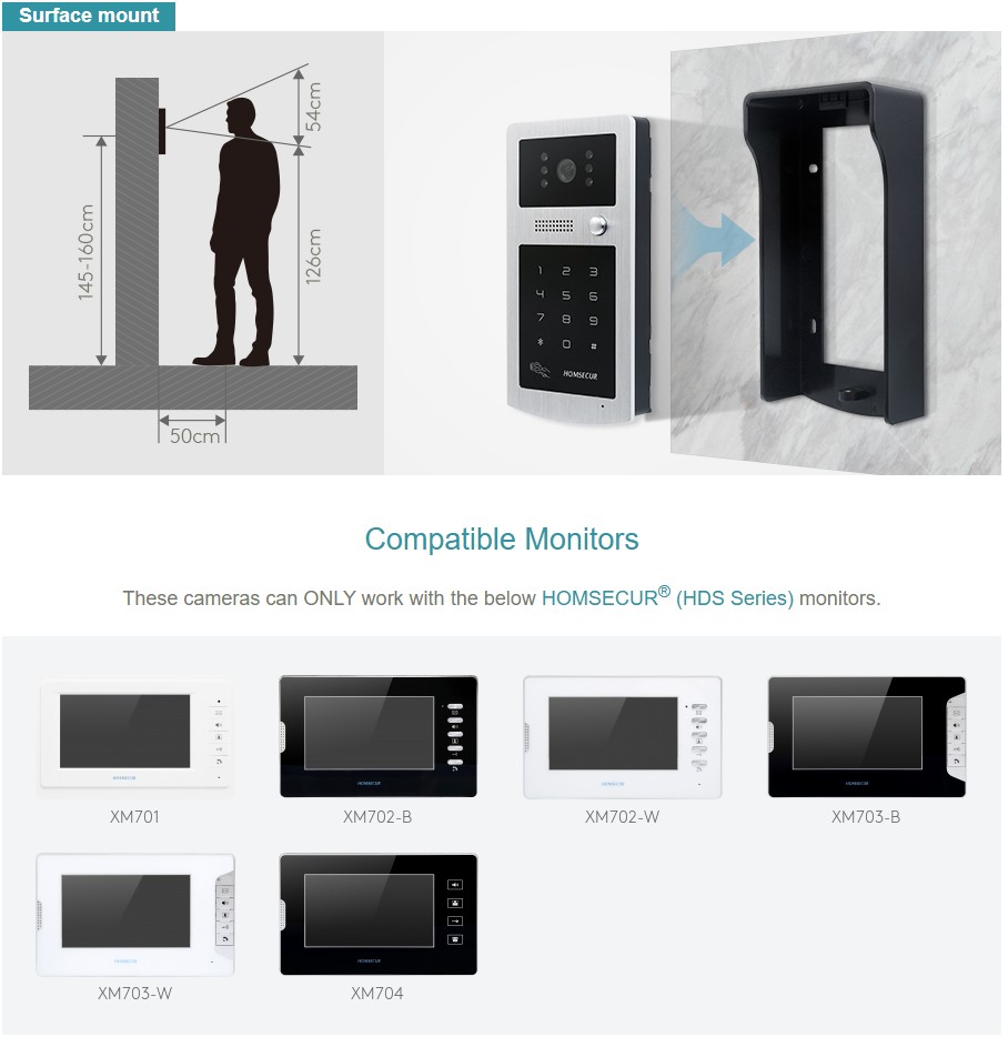 Video Doorbell - Kamera zewnętrzna HOMSECUR XC004-S z klawiaturą