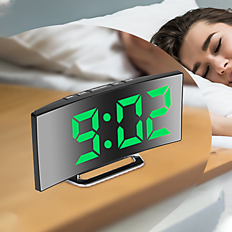 Smart Home Retrofit - Cyfrowy budzik LED z zakrzywionym ekranem,