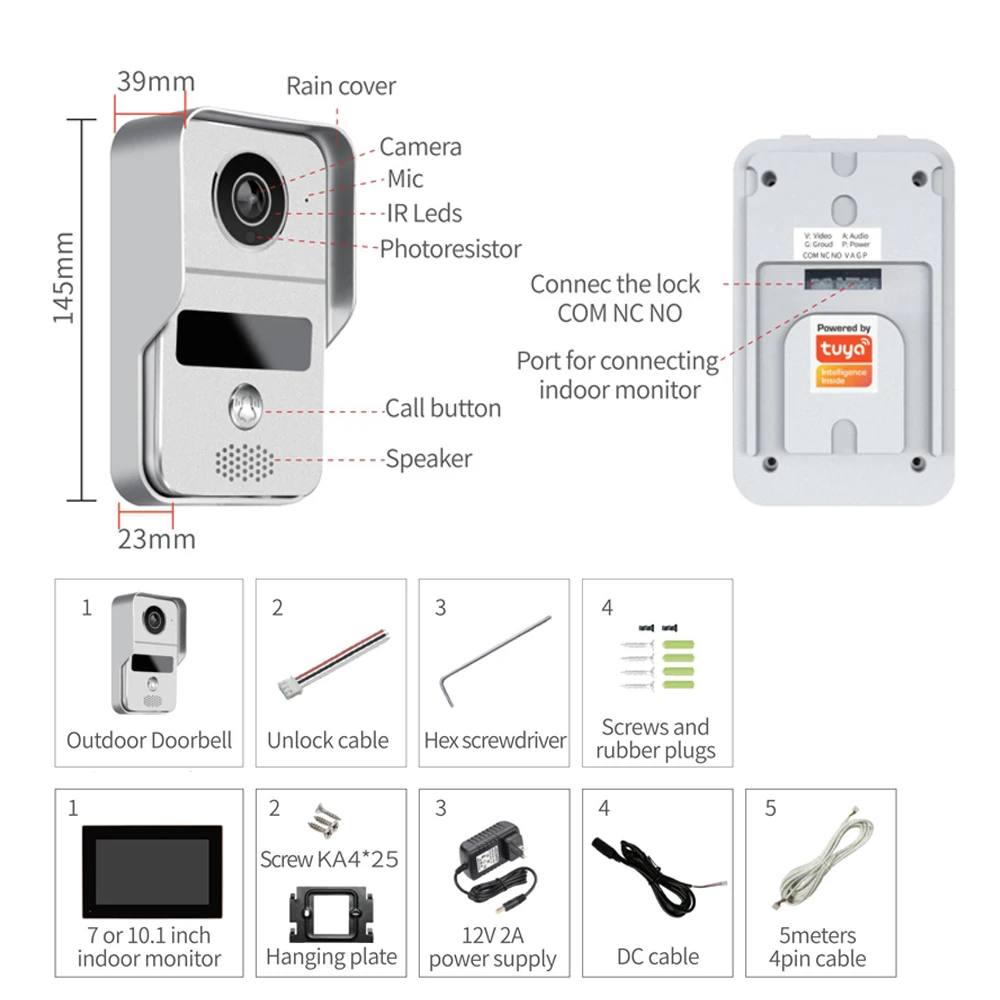 Wideodomofon, 10,1 cala, kolor – Video Doorbell recenzja i cena